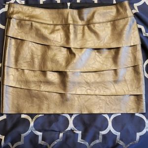 Golden Leatherette Mini Skirt